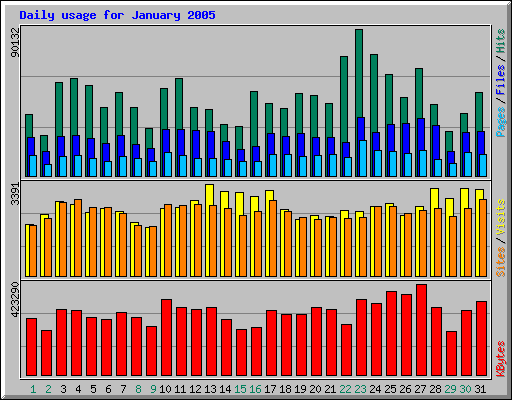 Daily usage for January 2005