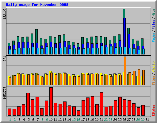 Daily usage for November 2008