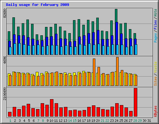 Daily usage for February 2009