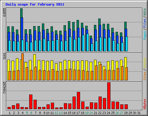 Daily usage for February 2011