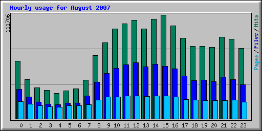 Hourly usage for August 2007