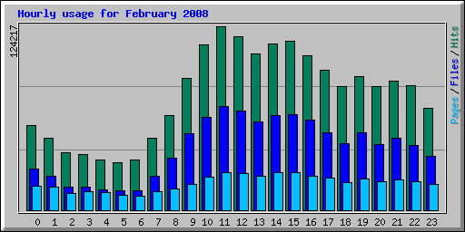 Hourly usage for February 2008