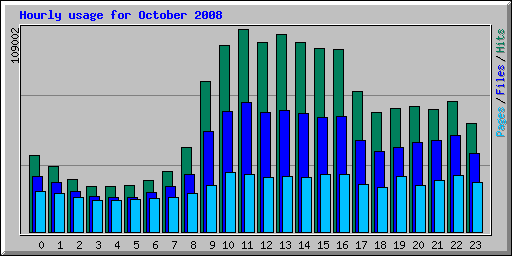 Hourly usage for October 2008