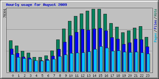 Hourly usage for August 2009