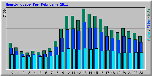Hourly usage for February 2011